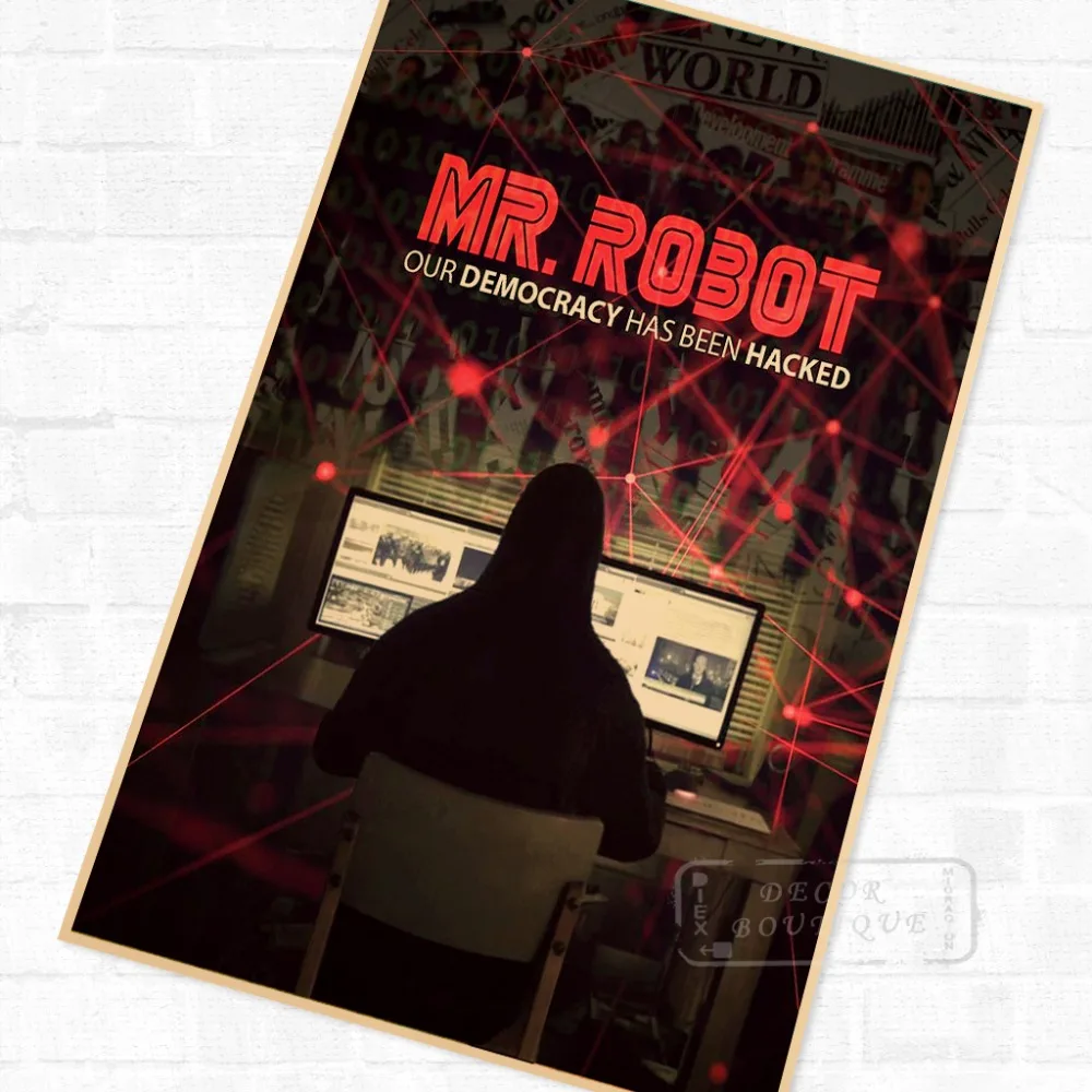 Постер мистер робот демократия был взломан винтажная Ретро Картина на холсте