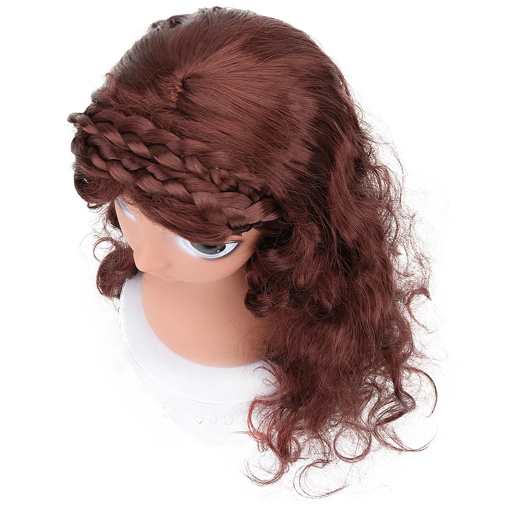 21 &quotсинтетический кудрявый Косплей парики с плетеной челкой черный коричневый