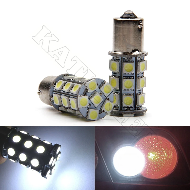 2 шт. S25 1156 BA15S светодиодные лампы для поворота свет фонаря 27 SMD 5050 Замена