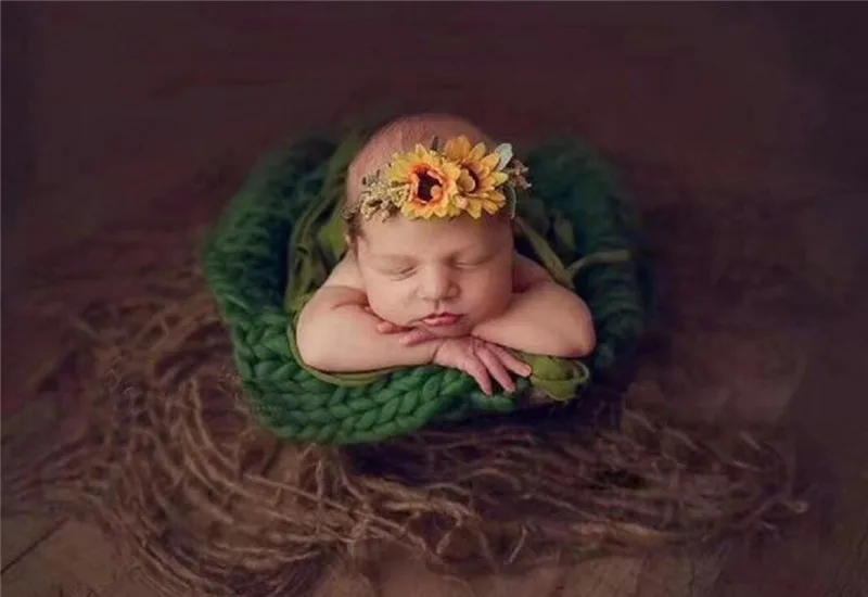 Ylsteed Baby фотография Реквизит новорожденный съемки джутовый фон одеяло не сужающийся книзу слой Чистая фотография одеяло, корзина, наполнитель