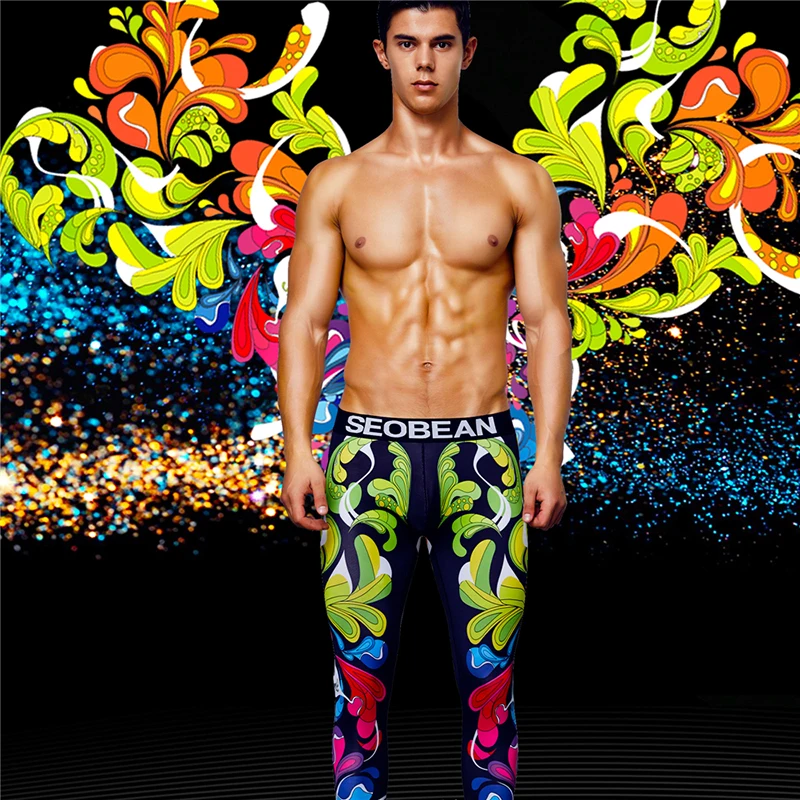 Elastic Leggings Men Compression Pants Printed Running Tights Training Sports Pantalon De Compresion Hombre Leggins Hombre XL