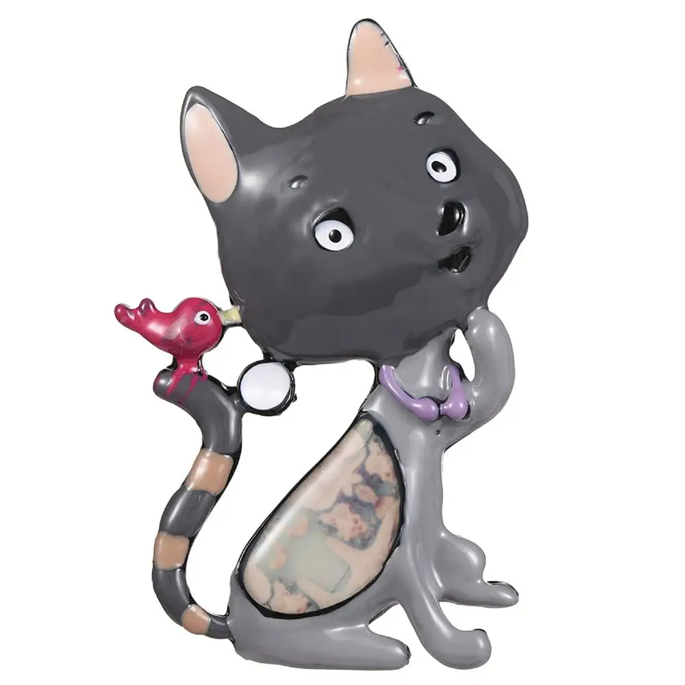 Новинка 2019 года Лидер продаж броши для девочек с кошками и птицами женские милые