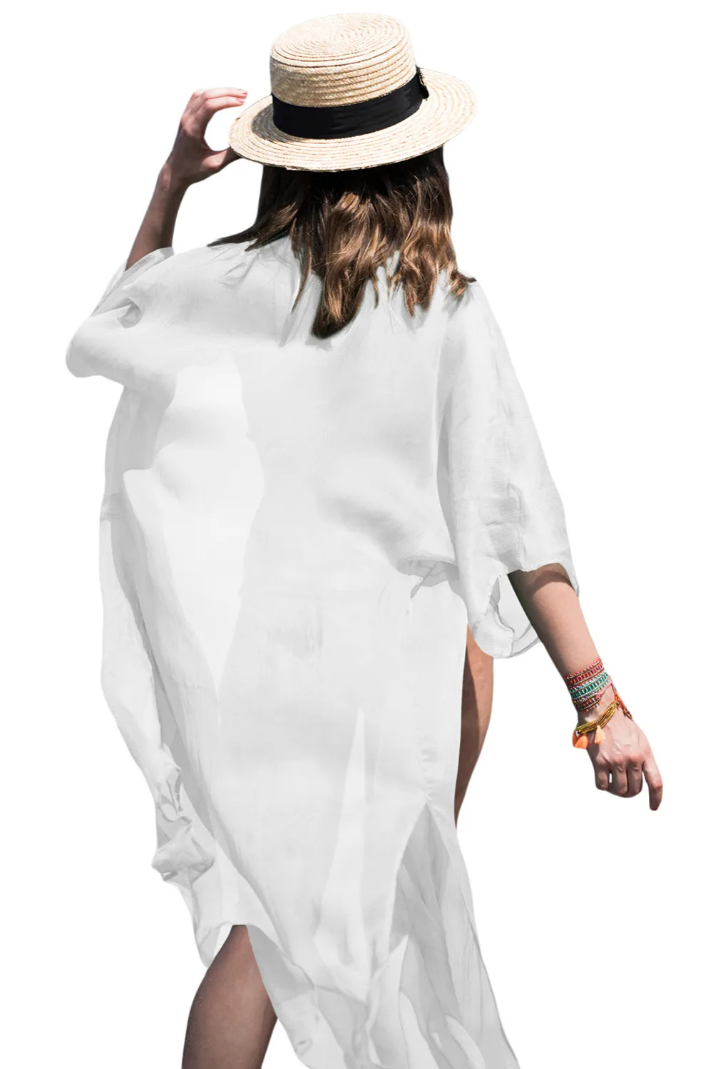 Модный белый купальник бикини Пляжное прикрывающее парео пляжный кафтан