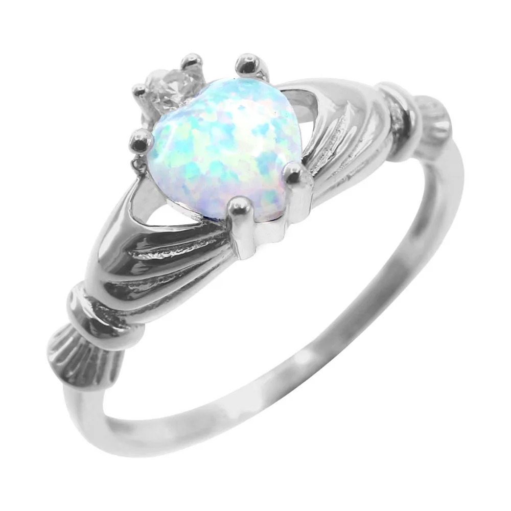 2017 Mom Jewelry 100% бриллиантовое серебряное кольцо с опалом белым в форме сердца Размер