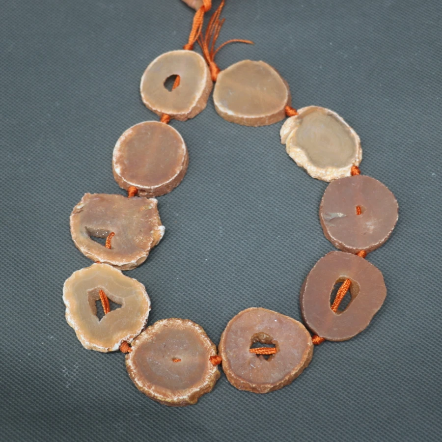

1 Full Strand Matt Orange Druzy Slab Slice Necklace Beads, Faceted DIY Gems Stone Connector, Beads Pendant 15.5inch Full Strand