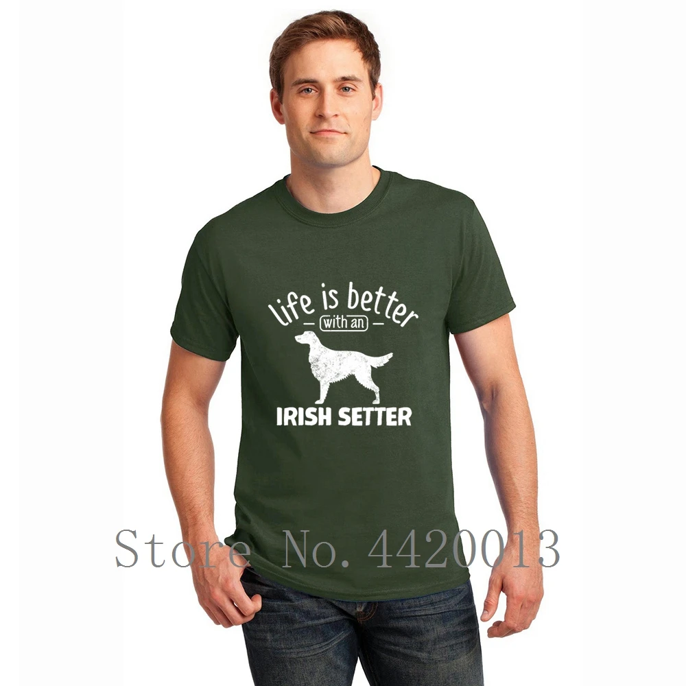 Knitted Short Sleeve size S-3xl irish setter dog owner cool gift idea gents Funny Casual Spring Family HipHop Top men tshirt | Мужская