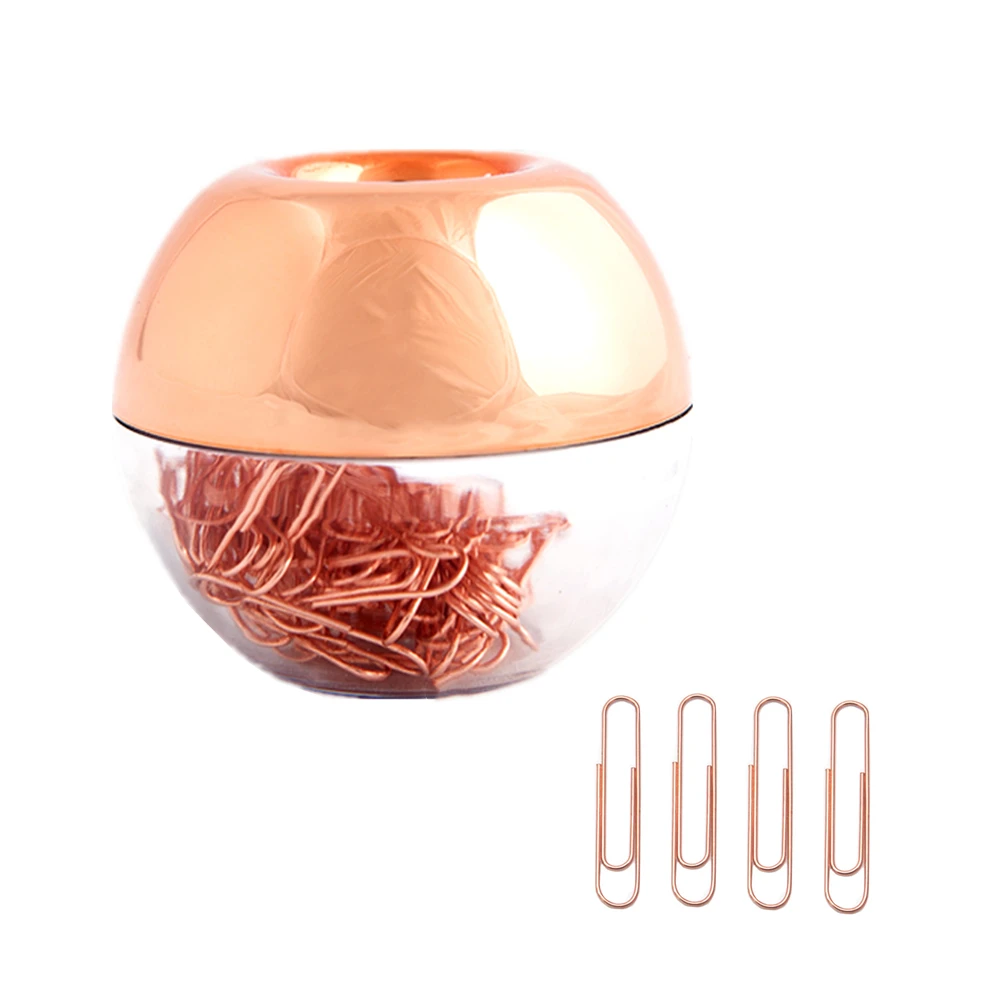 Розовое золото, зажимы для бумаги, Rosegold, круглый зажим для бумаги, диспенсер, держатель с магнитной крышкой для офиса, школы, стола, органайзер, принадлежности