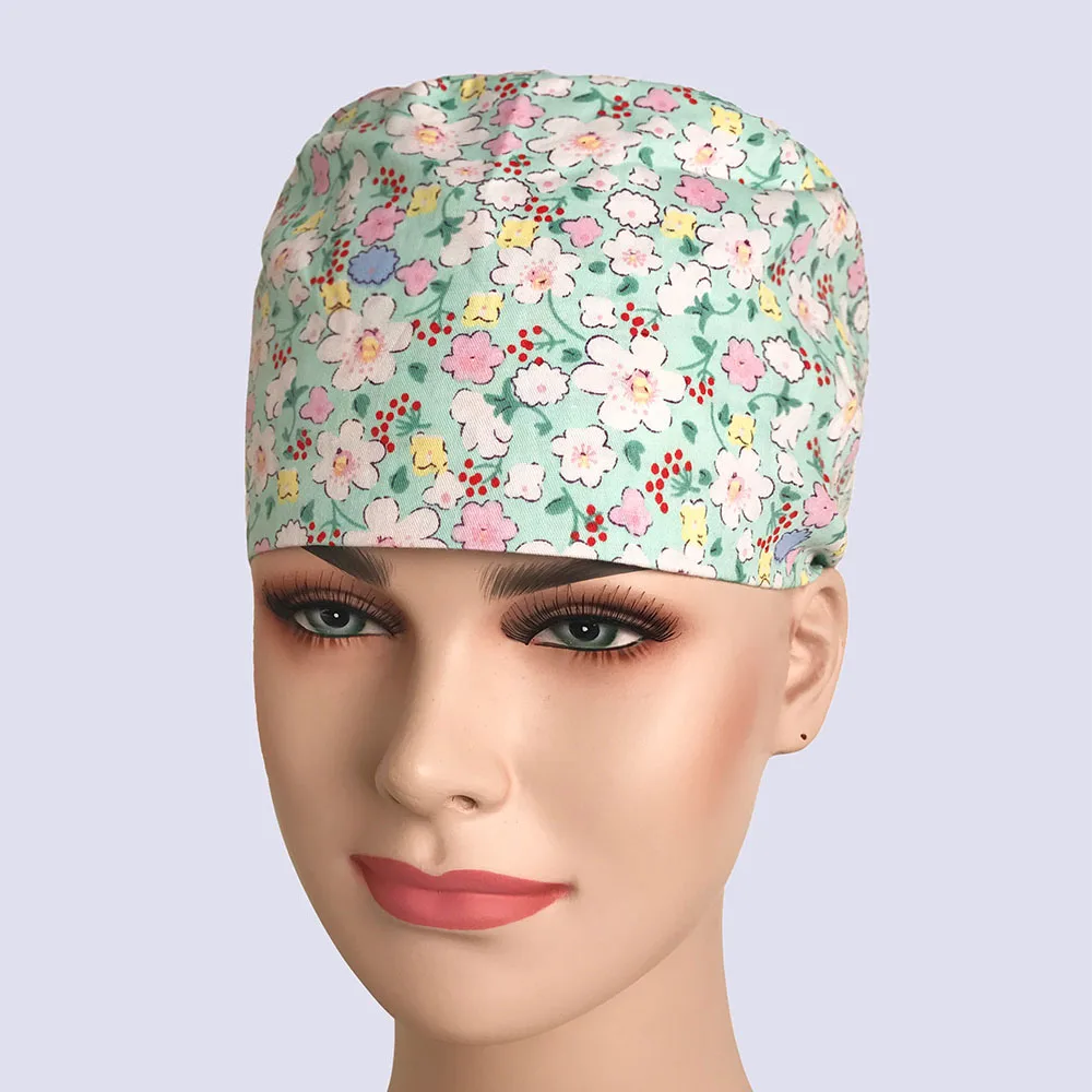 VIAOLI медицинские шапки красные хлопковые короткие/длинные волосы хирургический головной убор больничный доктор медицинская шляпа мужские шапки с маской - Цвет: hat