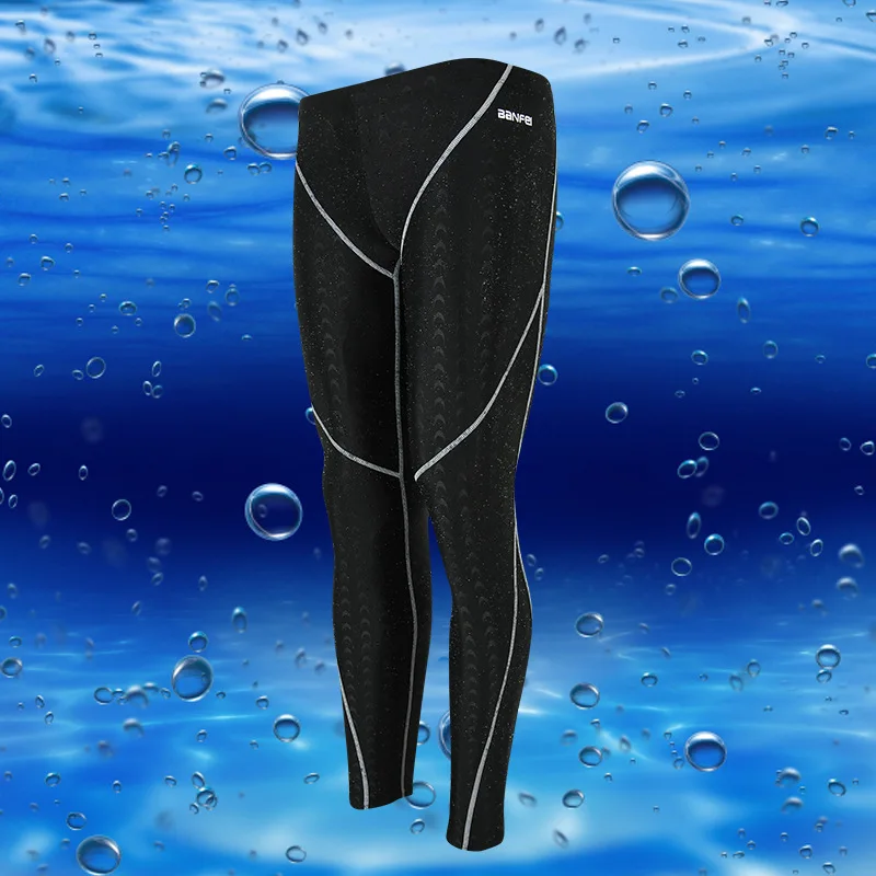 Black Gray Striped Мужские Профессиональные Поддельные акулы кожи УФ длинный плавательный багажник Рашгард Пляжные Купальники гидрокостюм Нижняя быстросохнущая Дайвинг Брюки 8101 - Цвет: Black Gray Striped