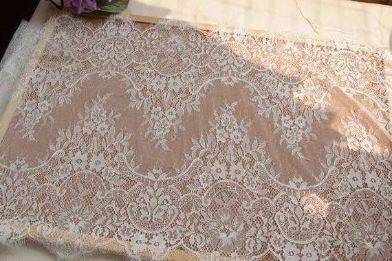 Мягкая белая кружевная ткань Шантильи длиной 3 метра отделка для свадебной вуали