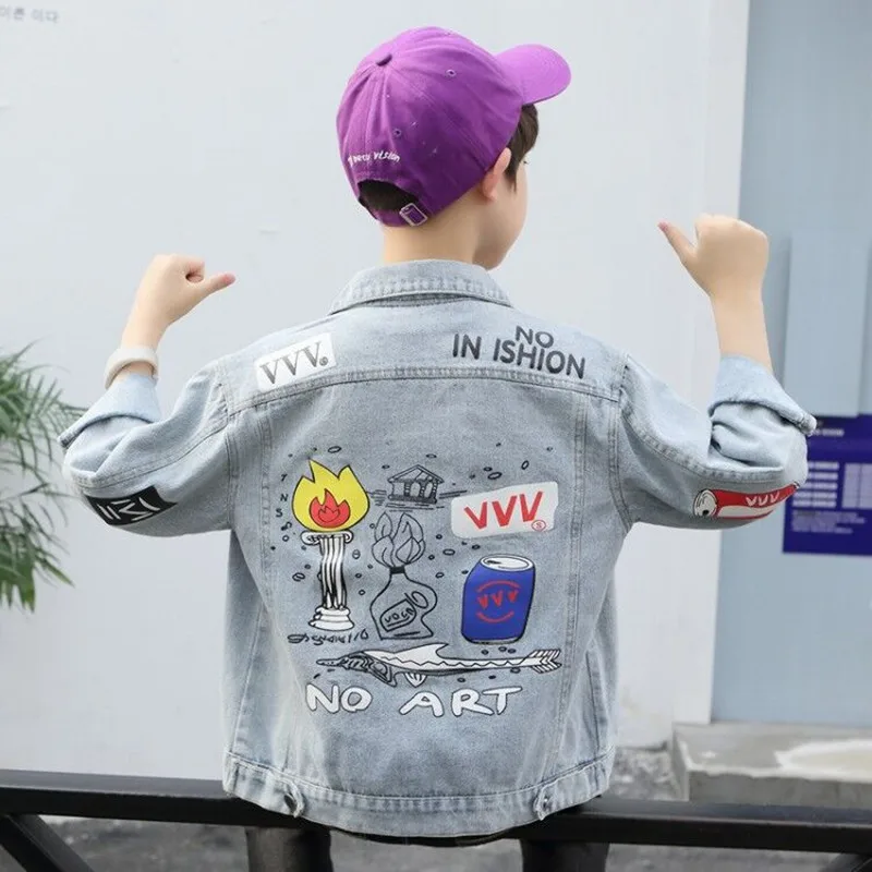 Anlencool/детские джинсовые куртки Плащ для мальчиков Джинсовые Детская одежда
