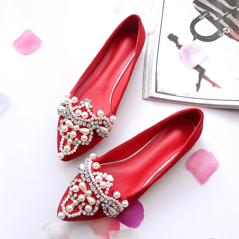 HEE GRAND 2017 г. балетки на плоской подошве украшенные кристаллами и жемчужинами