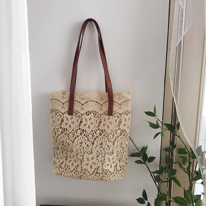 Новая летняя кружевная Сумка ведро 2 шт./компл. Большая вместительная Корейская