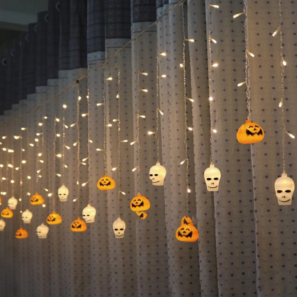 2018 Новая мода 3 5 м Hallowen оконная занавеска Тыква Голова Призрака струна сосулька