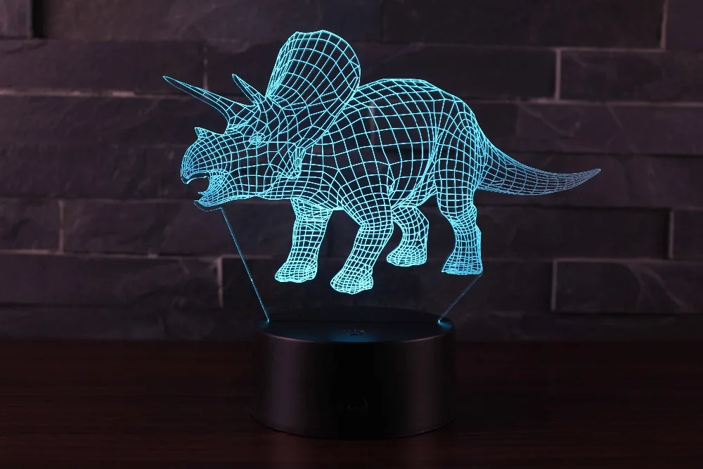 3D иллюзия динозавра Хэллоуин маска 7 цветов светодиодные украшения светильники в виде животных светится в темноте игрушки динозавр Коллекция Подарки для мальчиков