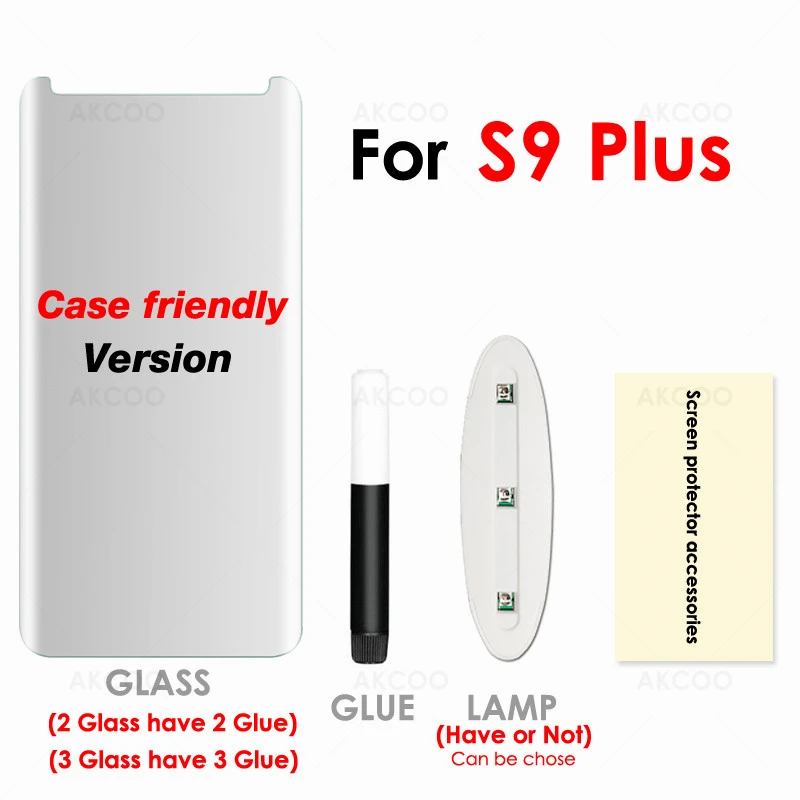 S9 Plus A Pack Akcoo S8 протектор экрана с жидким УФ Полный Клей Стекло протектор для samsung Galaxy S9 S8 Plus закаленное Полное покрытие стекло пленка - Цвет: S9 Plus A Pack