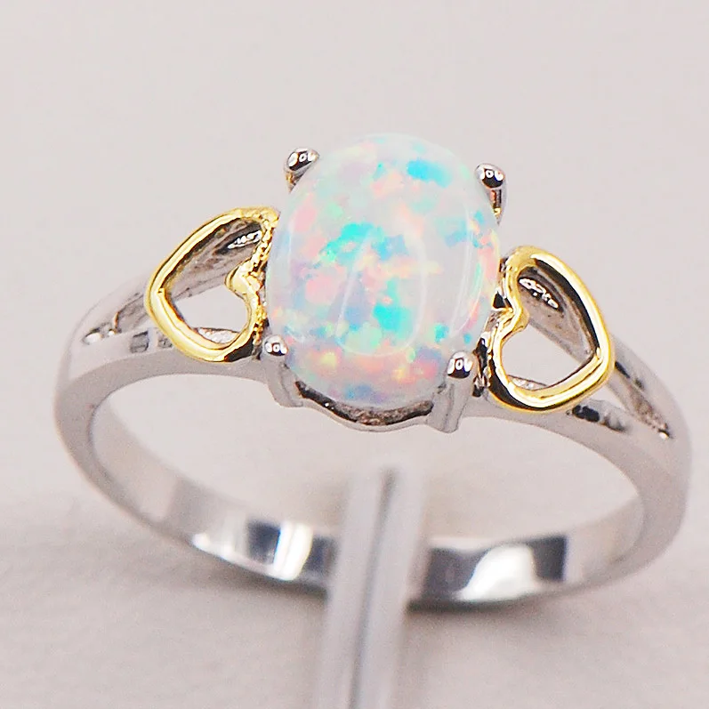 Женское кольцо из серебра с белым огненным опалом размеры 6 7 8 9 10 11 F580|ring golden|ring