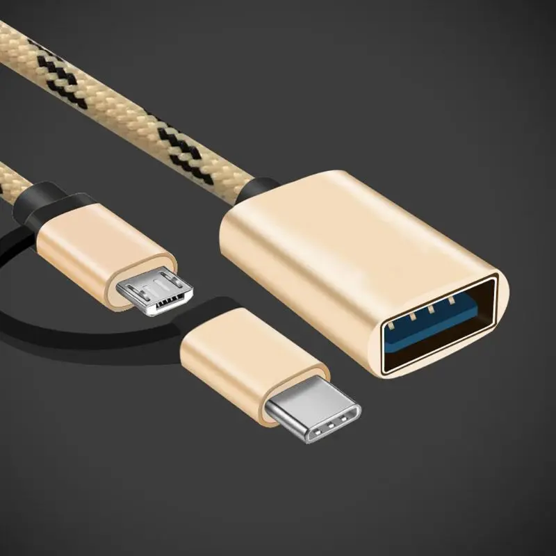 2в1 Тип C+ Micro USB мужчина к USB 2,0 Женский адаптер конвертера OTG для Android мобильный телефон планшет U дисковая карта ридер