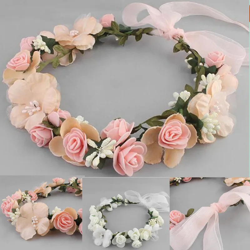

Bridal Hair Wreath Women Flower Headband Girls Hairwear Birthday Party Beach Wedding Hair Accessories Halloween Decoration
