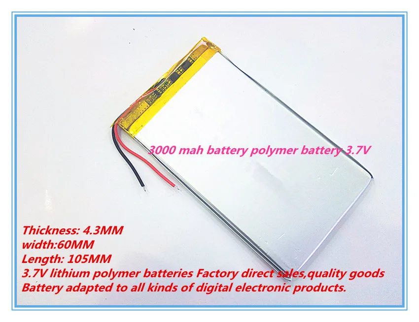 Лучший бренд батареи Бесплатная доставка планшет 4360105 полимер 3000 mah аккумулятор