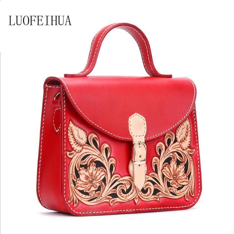 Женская сумка из натуральной кожи 2019 роскошная кожаная с резным узором