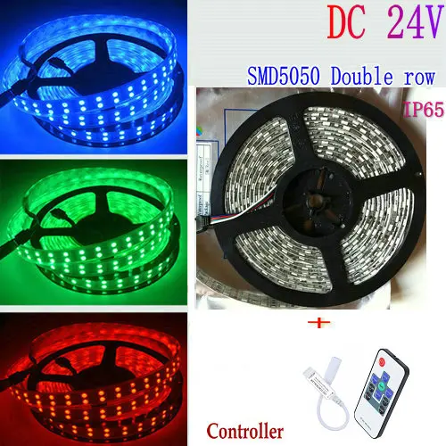 DC24V 5 м 16 4 фута 120 светодиодов/м двухрядная 5050 RGB Светодиодная лента 600 светодиодов