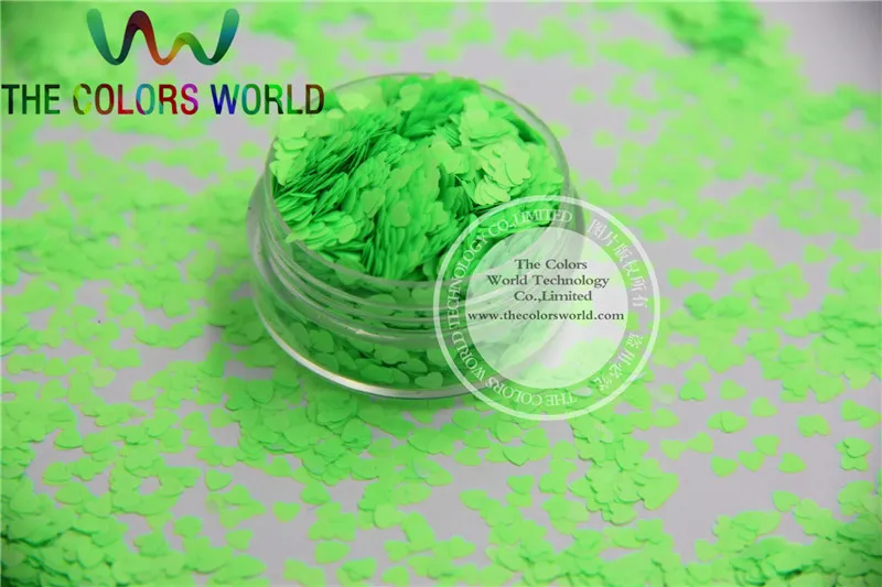 Устойчивые к растворению-неоновый зеленый цвет в форме сердца блестки пайетки