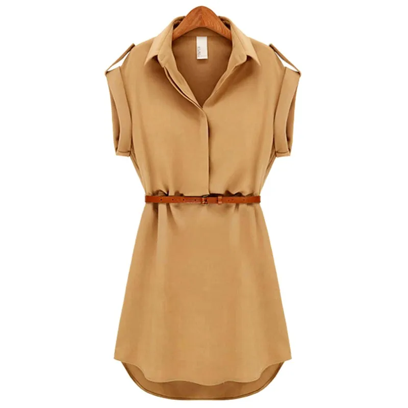 

Women Ladies A-Line Cotton Casual OL Dress With Belt Dress Lady Clothing SZ01