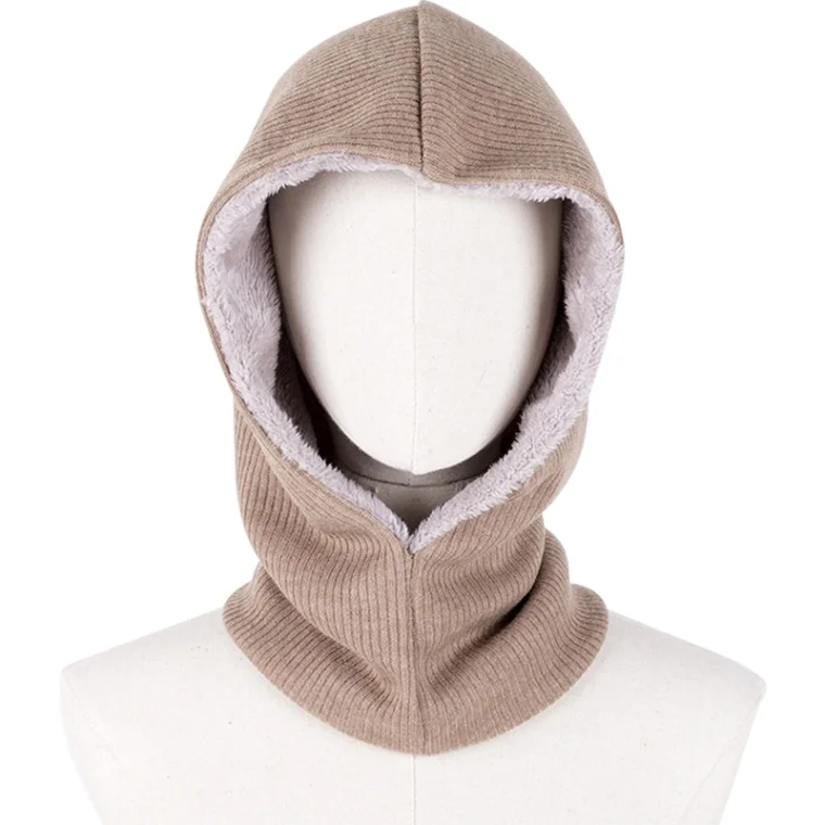 Khaki2 Зимний уличный спортивный мужской женский снуд с капюшоном, флисовая подкладка, одноцветная унисекс Маска двойного назначения, шарф с капюшоном, теплая шапка, шарф - Цвет: Khaki2