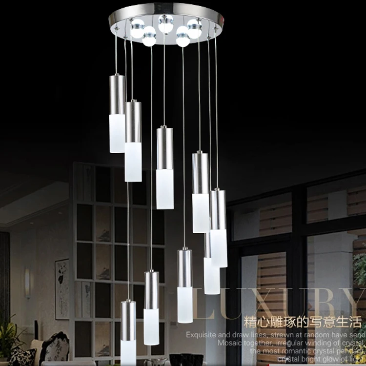 Светодиодная Люстра для столовой современная простая двойная лестница