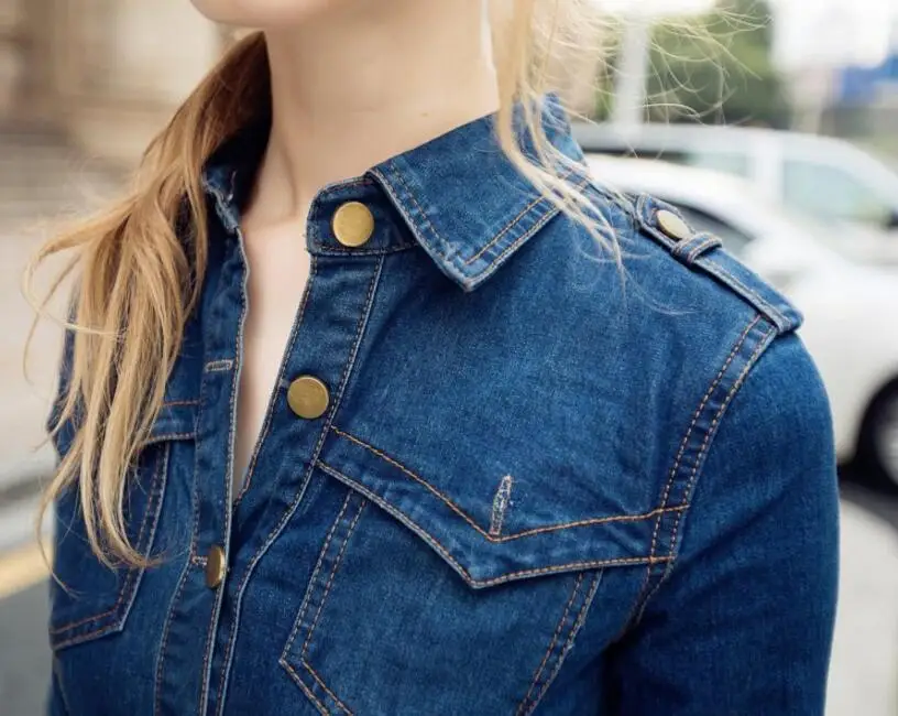 

2018 plus Size S-4XL women Denim Dress Long Sleeve Blue Fashion Women Slim Single-breasted Knee Length Dress Vestidos s1608