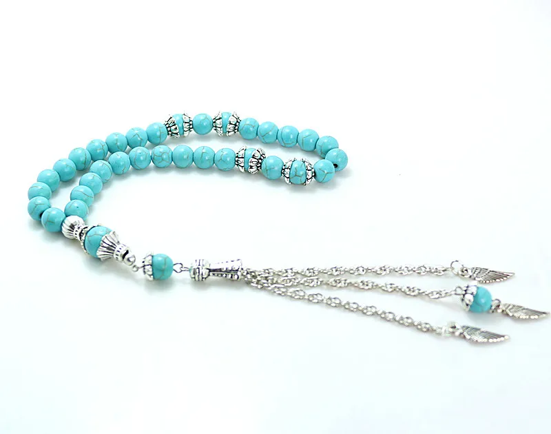 8 мм синий камень круглой формы 33 молитвенные бусины исламский брикет Аллах