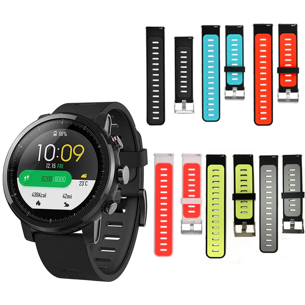 Ремешок FIFATA 22 мм для Xiaomi Huami Amazfit Pace Stratos 2 ремешок Двухцветный силиконовый браслет для смарт-часов Amazfit 1/2s