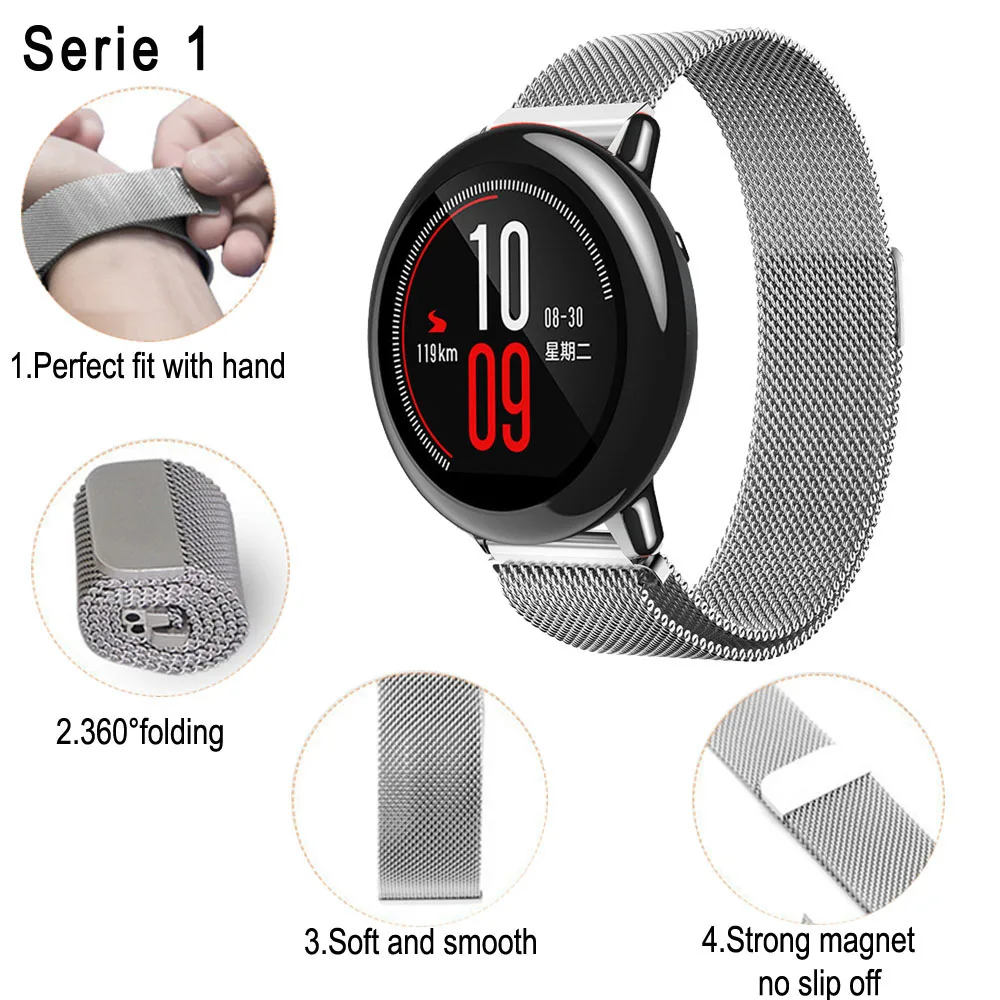 20 мм 22 мм металлический ремешок для Xiaomi Huami Amazfit Pace bip браслет Amazfit Stratos 2 браслет из нержавеющей стали huawei GT Magic
