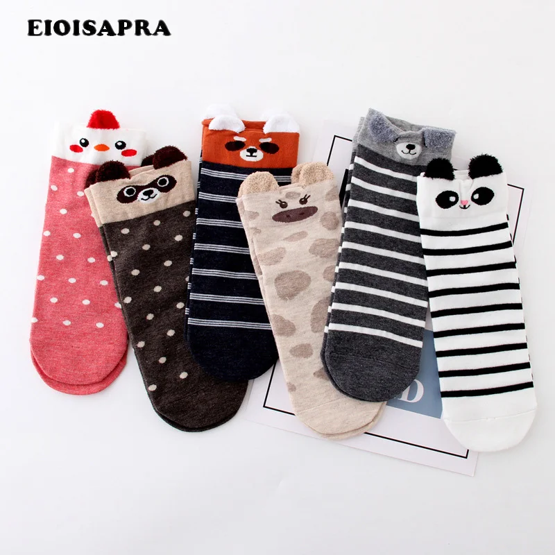 Милые носки [EIOISAPRA] с рисунком панды/мопса женские мультяшными животными забавные