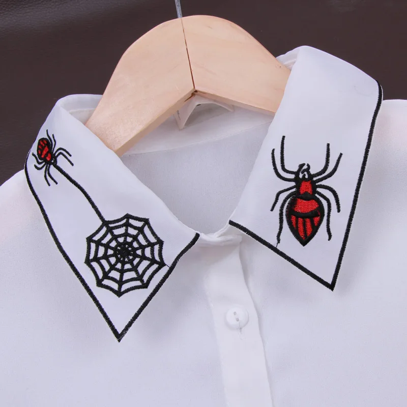 2017 новая мода Поддельный Воротник паук белый шифон галстук съемный воротник