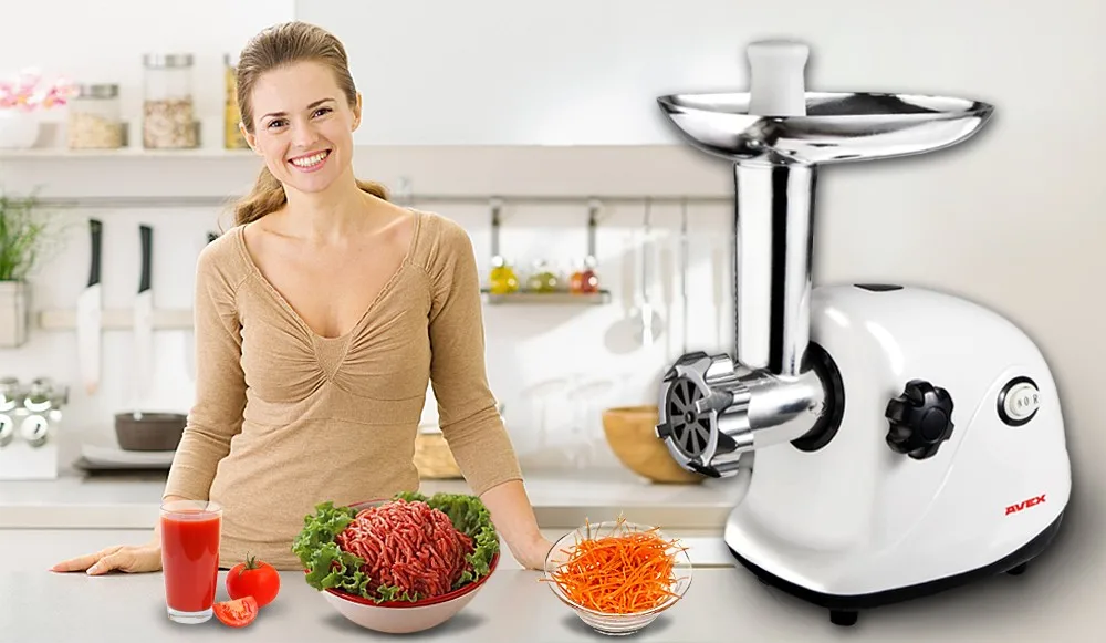 Мясорубка AVEX MG-151 TT с насадками: соковыжималка для томатов и шинковка
