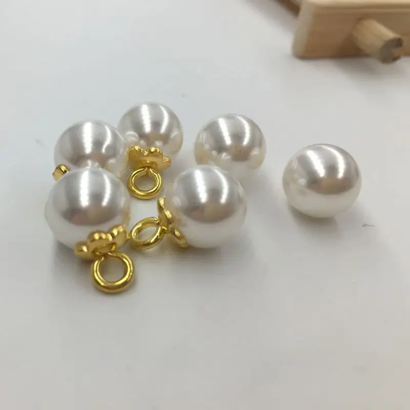 High-grade pearl buttons 10mm white gold torus sweaters decorative jeans button FC253 Jewelry Accessories | Дом и сад