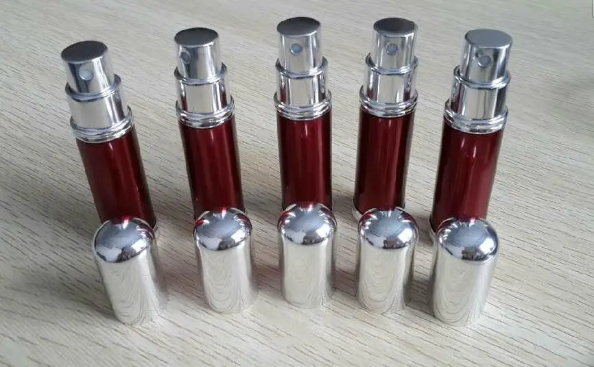 

100pcs 5 ml small perfume spray bottle points bottling red section , wholesale boutique mini portable liquid 5ml perfume bottle