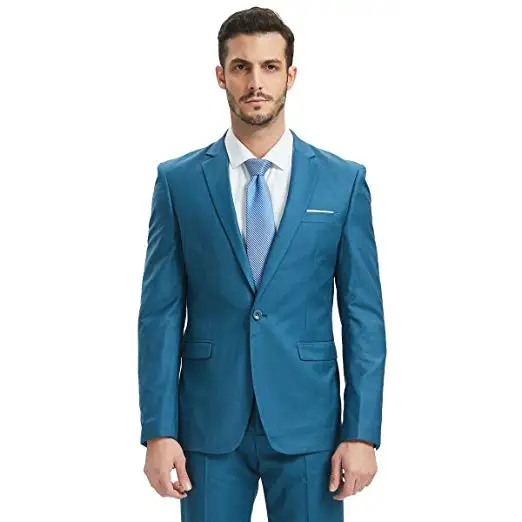 2019 New Blue 2 Pieces Men Suit Slim Fit Business Blazer Jacket Pants Wedding Suits Terno Masculino Suit Men Traje Hombre