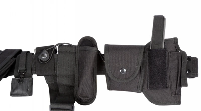 Men Belts With 10 pcs Pouch Multi-function Tactical Belt Security Police Guard Utility Kit Nylon Black