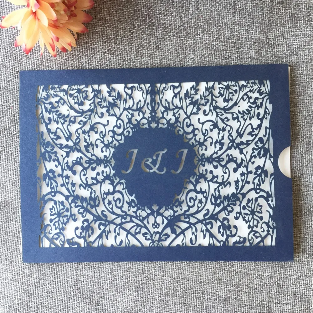 

100Pcs/Lot Customerize Design Pearl paper Wedding Invitations Annivery Birthday Party Invitations Blessing Greeting Card