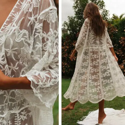 Женское кимоно с цветочным принтом Boho свободное повседневное открытым передом