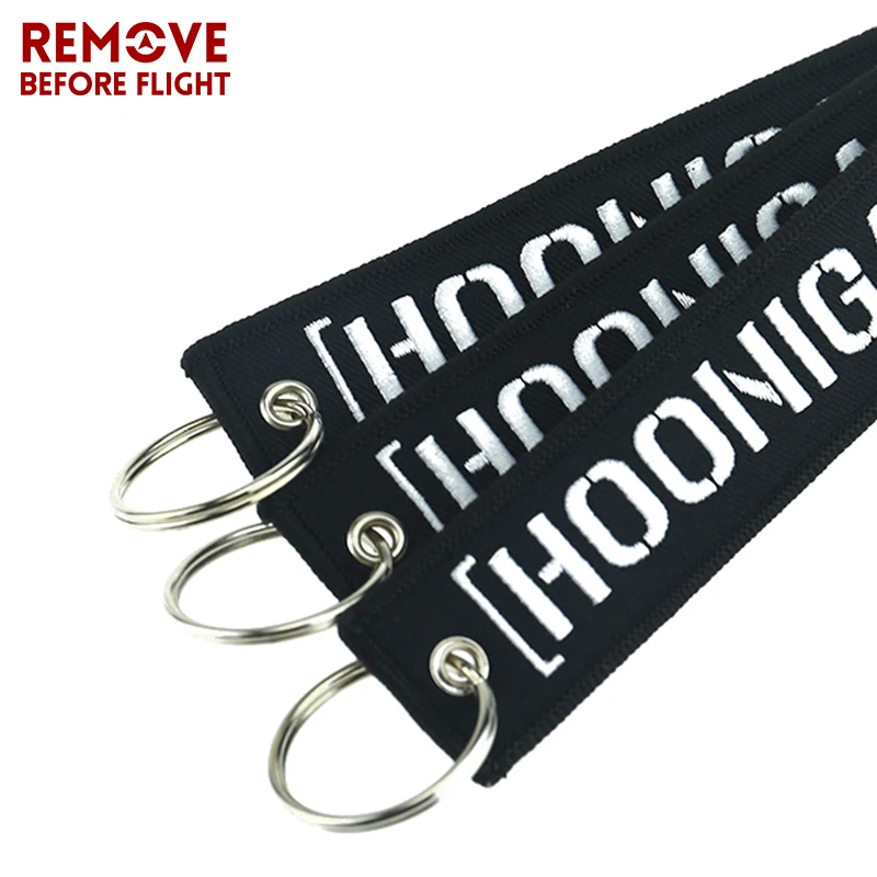 

Black Stickers Hoonigan Keychain Key ring Porta Chaves for Car Chaveiro Para Moto Motorcycle Chain Remove Before Flight 5Pcs
