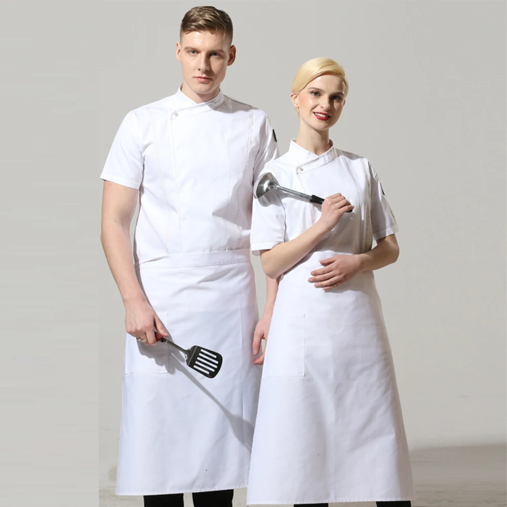 Новая летняя дышащая Черная куртка шеф повара с длинными рукавами костюм для