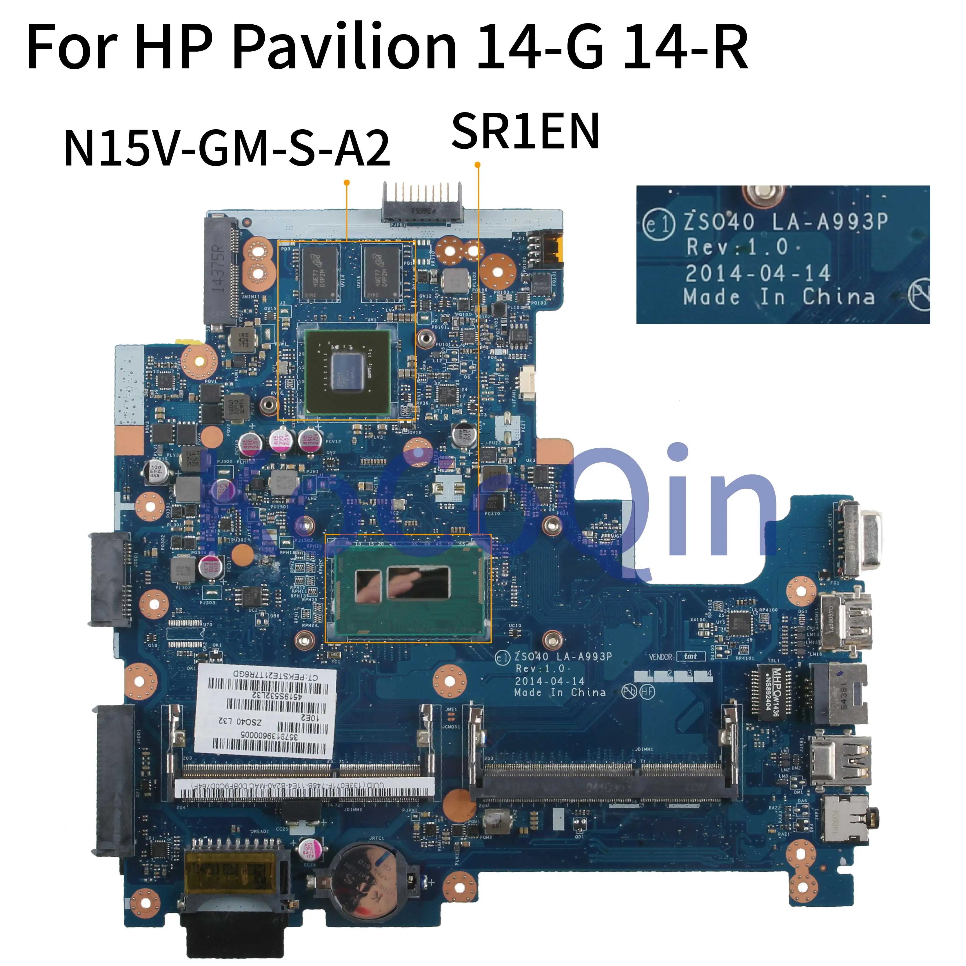 KoCoQin материнская плата для ноутбука HP Pavilion 14 G R Core I3 SR1EN N15V GM S A2 779960 001 аккумулятор