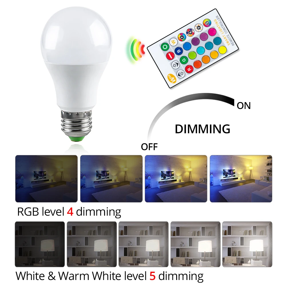 220 В праздник света E27 RGB настольная лампа 15 Вт 10 5 светодиодный лампы 110 Рождество