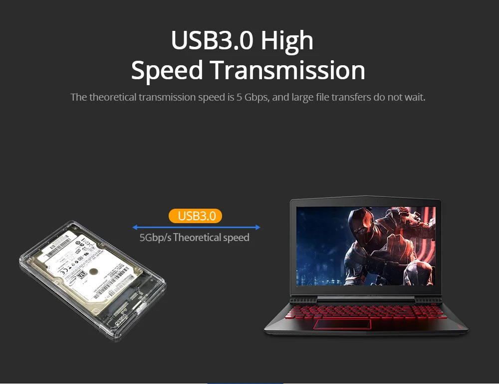 TISHRIC прозрачный 2,5 HDD/SSD чехол коробка жесткий диск Корпус Sata для USB 3,0 адаптер UASP протокол до 2 ТБ чехол для жесткого диска