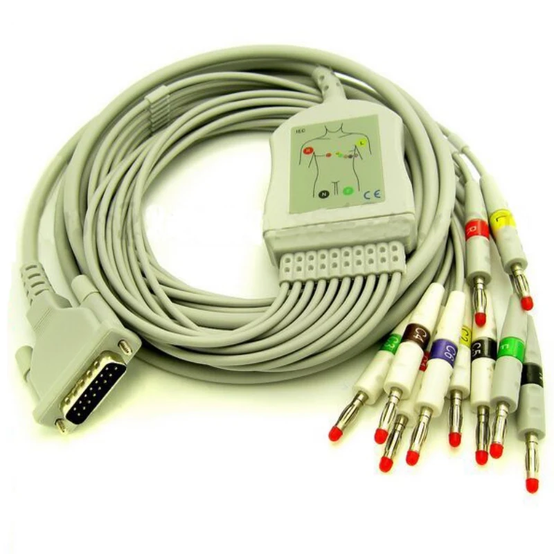 Совместимый для Schiller AT1/AT2/CS6/CS100/AT101 кабель для ЭКГ с leadwires 10 leadwires медицинский кабель EKG 4,0 Banana End IEC