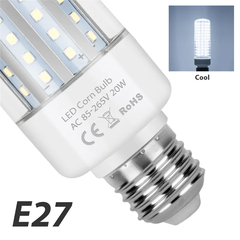 E27 Cold White SMD 2835 Светодиодная лампа E14 Светодиодная лампа-кукуруза lampadine Led E27 без мерцания светодиодные лампы 5 Вт 10 Вт 15 Вт 20 Вт лампы в форме свечи 220 V светодиодный настенный светильник для домашнего украшения - Испускаемый цвет: E27 Cold White